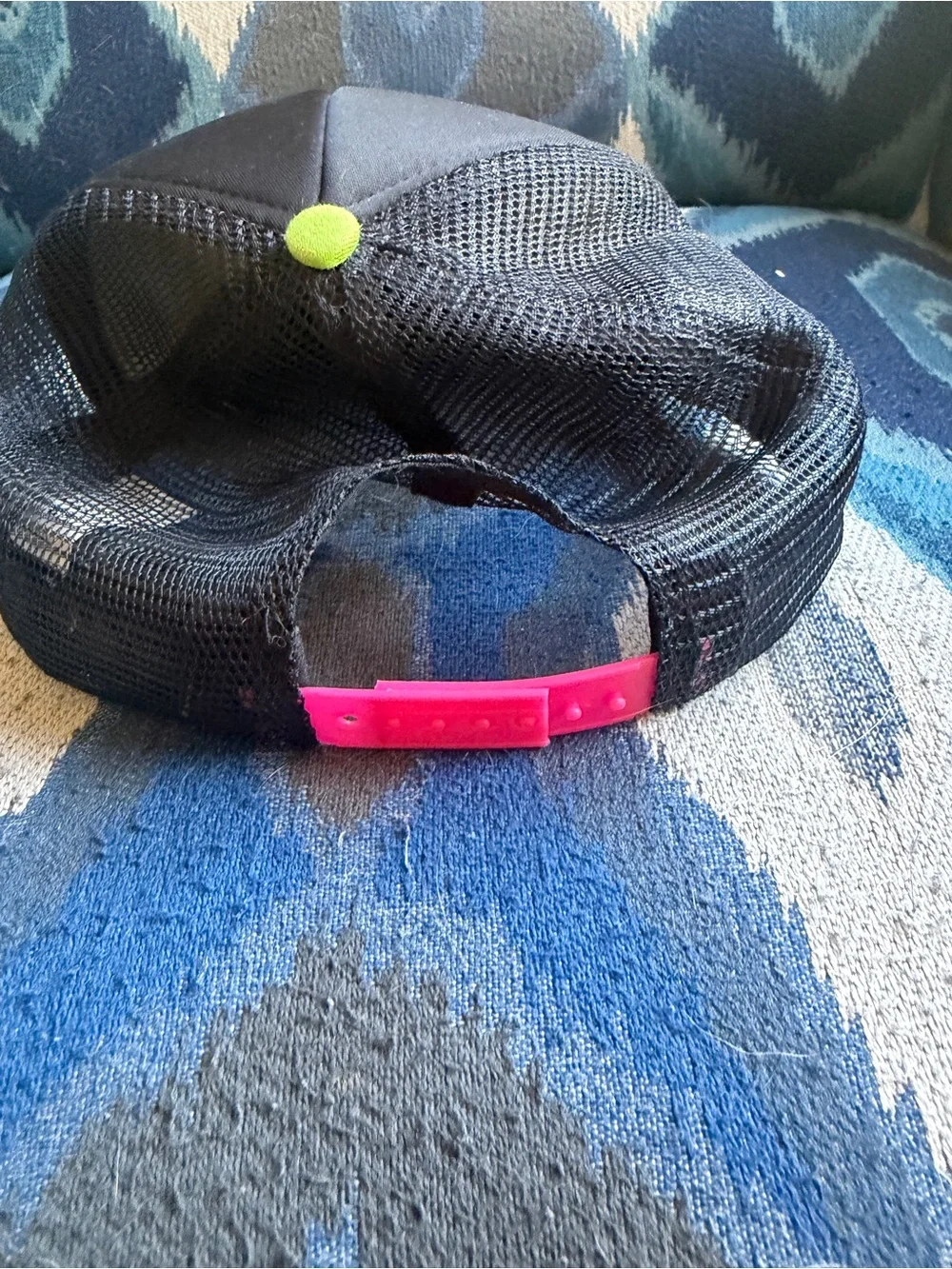 Kids Black Trucker Hat with Neon Green Logo